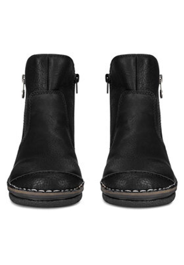 Rieker Botki 73357-00 Czarny. Kolor: czarny. Materiał: materiał