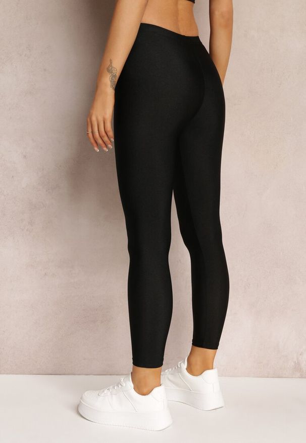Renee - Czarne Legginsy z Gładkiej Dzianiny Canne. Okazja: na co dzień. Kolor: czarny. Materiał: dzianina. Wzór: gładki. Styl: casual