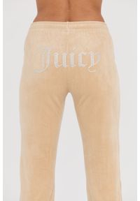 Juicy Couture - JUICY COUTURE Beżowe damskie spodnie dresowe Tina Track Pants, Rozmiar L. Kolor: beżowy. Materiał: dresówka