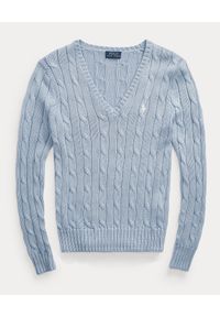 Ralph Lauren - RALPH LAUREN - Jasnoniebieski sweter Slim fit. Typ kołnierza: polo. Kolor: niebieski. Materiał: bawełna