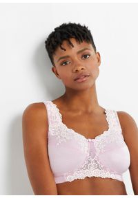 bonprix - Biustonosz odciążający bez fiszbinów z wyściełanymi ramiączkami. Kolor: fioletowy. Materiał: koronka. Wzór: koronka #1