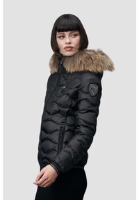 Blauer USA - BLAUER Czarna pikowana damska kurtka Aldie Short Jackets, Rozmiar XL. Kolor: czarny. Materiał: poliamid, futro. Styl: elegancki