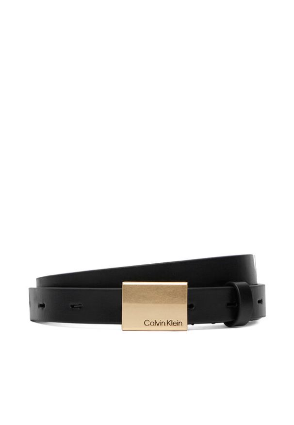 Calvin Klein Pasek Titlecase Plaque Belt 20Mm LV04F7089G Czarny. Kolor: czarny. Materiał: skóra