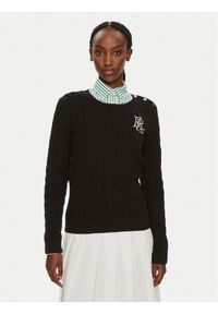 Lauren Ralph Lauren Sweter 200932223001 Czarny Slim Fit. Kolor: czarny. Materiał: bawełna