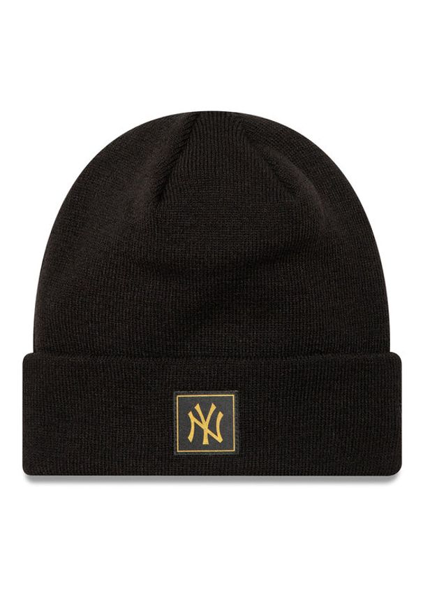 New Era Czapka New York Yankees Metallic Badge Black Cuff Knit Beanie 60424815 Czarny. Kolor: czarny. Materiał: akryl, materiał