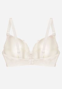 Born2be - Jasnobeżowy Biustonosz z Koronką i Sercem z Cyrkonii Coratune. Kolor: beżowy. Materiał: koronka. Wzór: koronka #4