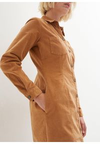 bonprix - Sukienka sztruksowa ze stretchem. Kolor: brązowy. Materiał: sztruks #2