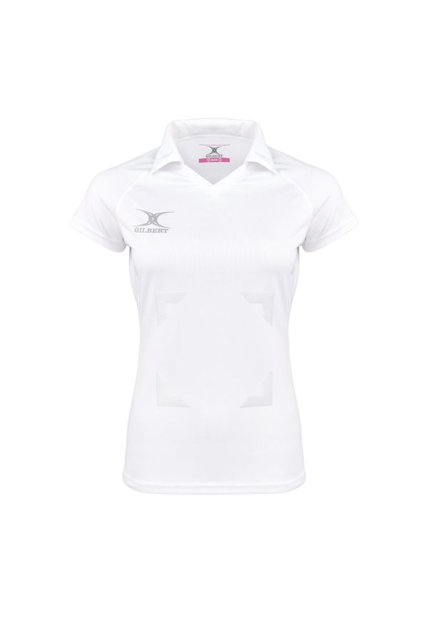 GILBERT - Damska koszulka polo Gilbert Eclipse Hook and Loop. Typ kołnierza: polo. Kolor: biały. Styl: sportowy