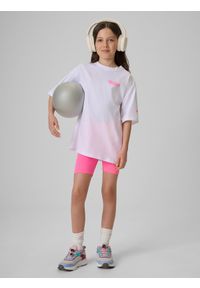4f - 4F T-shirt loose z nadrukiem dziewczęcy - biały 134/140 (8-10 lat). Okazja: na co dzień. Kolor: biały. Materiał: materiał, bawełna, dresówka, dzianina. Wzór: nadruk. Sezon: lato. Styl: klasyczny, casual #2