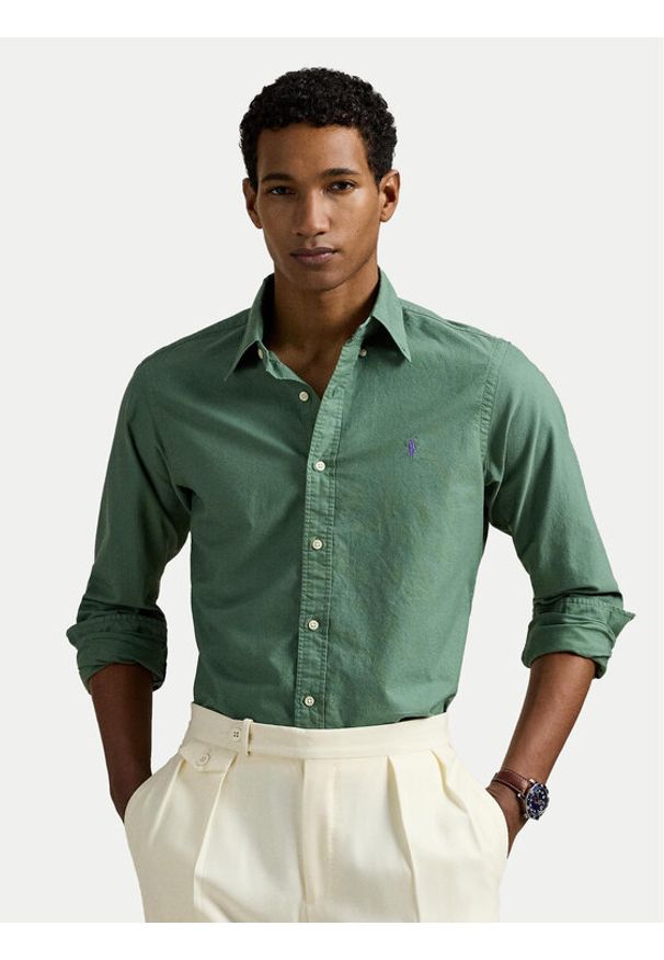 Polo Ralph Lauren Koszula 710804257056 Zielony Slim Fit. Typ kołnierza: polo. Kolor: zielony. Materiał: bawełna