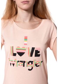 Wrangler - WRANGLER T SHIRT DAMSKI I LOVE TEE PEACH PARFAIT W700LF6UD. Wzór: nadruk #9