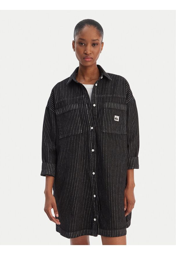 Quiksilver Sukienka koszulowa Iced Age EQWWD03120 Szary Oversize. Kolor: szary. Materiał: bawełna. Typ sukienki: oversize, koszulowe