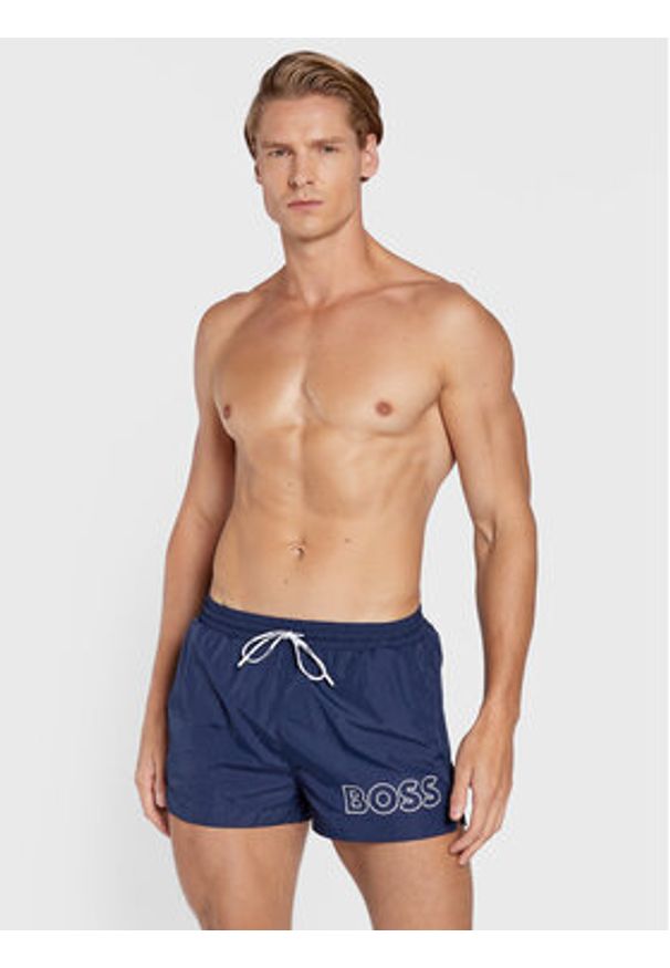 BOSS - Boss Szorty kąpielowe Mooneye 50469280 Granatowy Regular Fit. Kolor: niebieski. Materiał: syntetyk