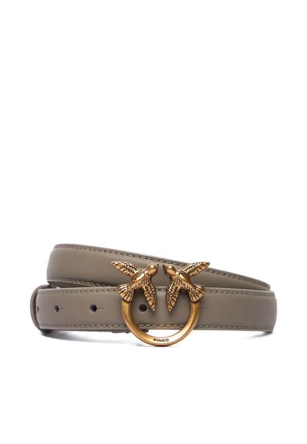 Pinko - PINKO Pasek Damski Love Berry H2 Belt AI 25-26 PLT01 100143 A0F1 Szary. Kolor: szary. Materiał: skóra