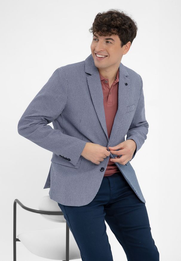 Volcano - Marynarka bawełniana jednorzędowa JB-TENDER. Okazja: na co dzień. Materiał: bawełna. Styl: casual, elegancki, klasyczny