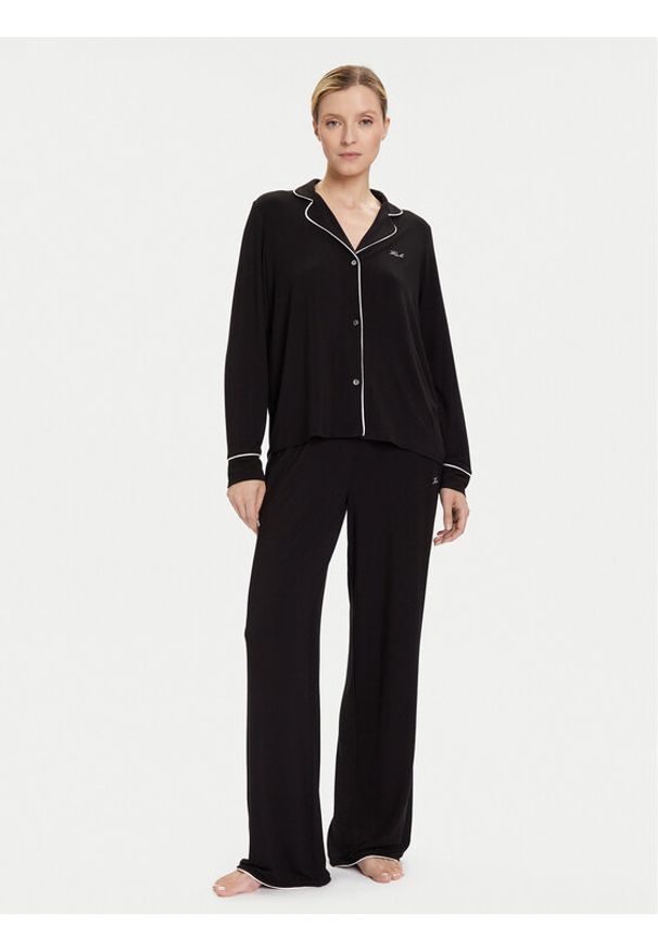 Karl Lagerfeld - KARL LAGERFELD Piżama A4W45004 Czarny Relaxed Fit. Kolor: czarny. Materiał: wiskoza