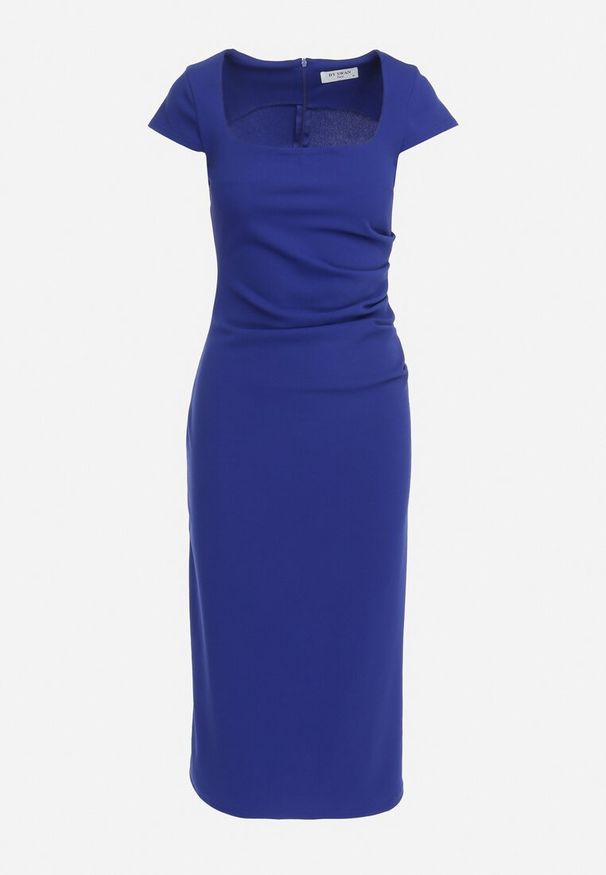 Born2be - Granatowa Sukienka Midi z Kwadratowym Dekoltem Revinane. Okazja: na co dzień. Typ kołnierza: dekolt kwadratowy. Kolor: niebieski. Styl: casual, elegancki. Długość: midi