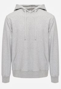 Born2be - Szara Bluza z Kapturem i Kieszenią Typu Kangur Aqialei. Okazja: na co dzień. Typ kołnierza: kaptur. Kolor: szary. Materiał: jeans, dresówka. Wzór: gładki. Styl: casual #1