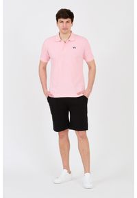 La Martina - LA MARTINA Różowe męskie polo z małym logo, Rozmiar M. Typ kołnierza: polo. Kolor: różowy #4