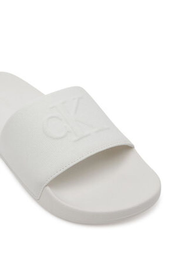 Calvin Klein Jeans Klapki Slide Hf Mono Cv YM0YM01282 Biały. Kolor: biały. Materiał: materiał
