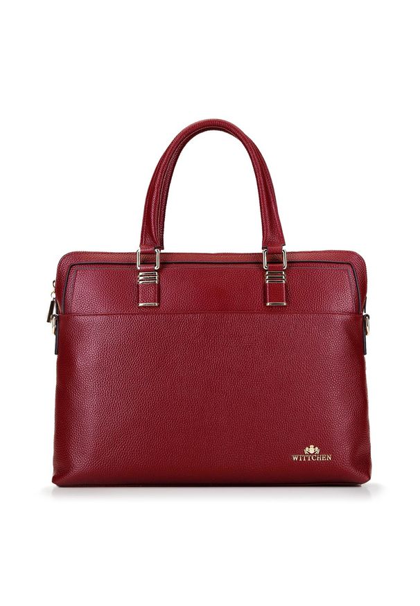 Wittchen - Damska torba na laptopa skórzana elegancka. Kolor: czerwony. Materiał: skóra. Styl: elegancki