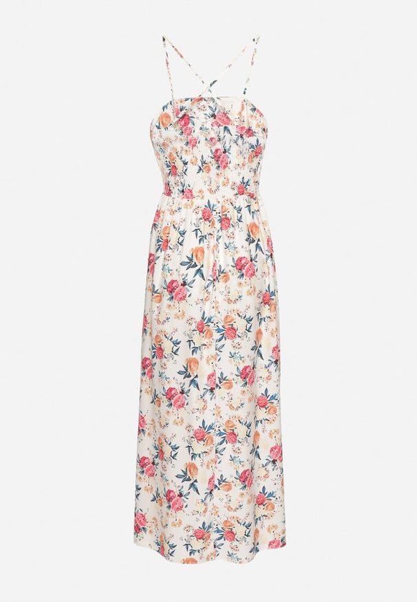 Born2be - Różowa Sukienka z Wiskozą o Rozkloszowanym Kroju w Kwiaty Nalorene. Okazja: na co dzień. Typ kołnierza: dekolt kwadratowy. Kolor: różowy. Materiał: wiskoza. Długość rękawa: na ramiączkach. Wzór: kwiaty. Typ sukienki: rozkloszowane. Styl: casual, elegancki