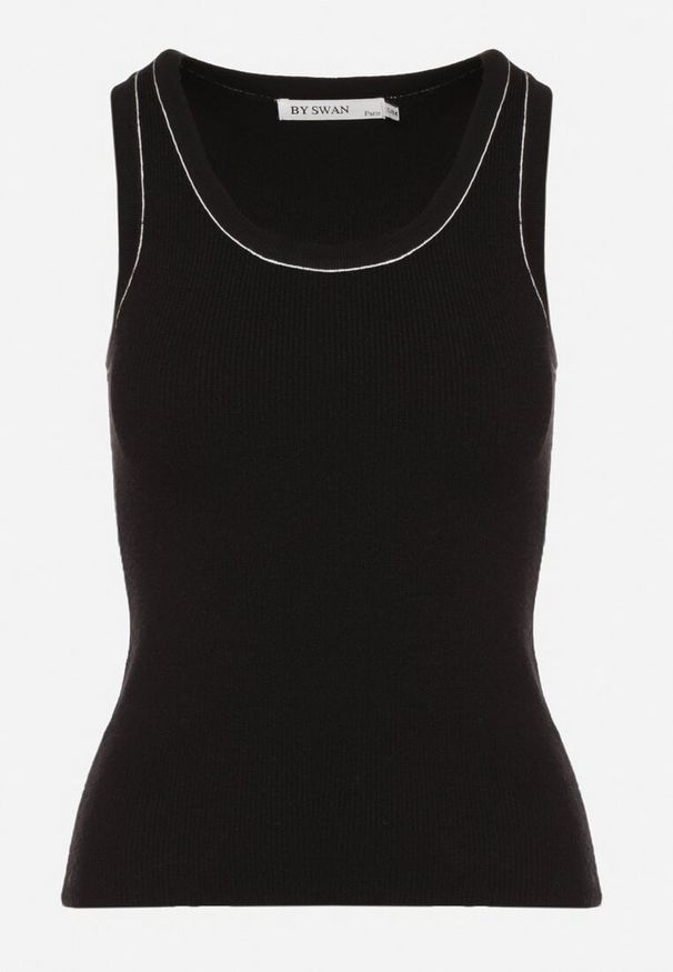 Born2be - Czarno-Beżowy Top z Modalem i Wiskozą Sanilatia. Okazja: na co dzień. Kolor: czarny. Materiał: wiskoza. Sezon: lato, wiosna. Styl: elegancki, casual
