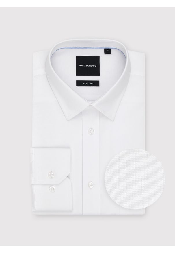 Pako Lorente - PAKO LORENTE – Biała koszula męska. Kolor: biały. Materiał: poliester, bawełna. Długość rękawa: długi rękaw. Długość: długie