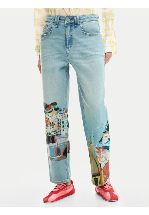 Desigual Jeansy Amalfi 26SWDD01 Kolorowy Tapered Fit. Wzór: kolorowy