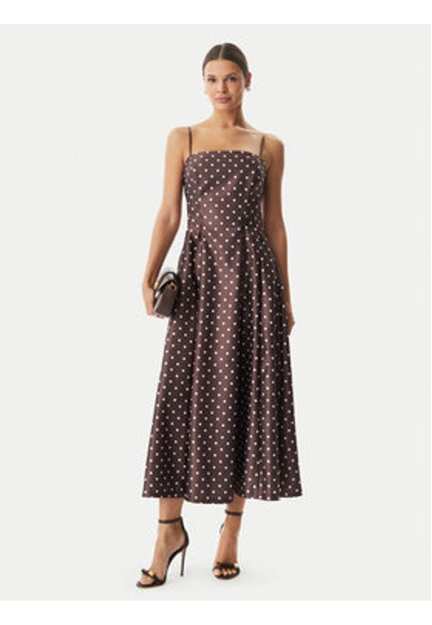 Rinascimento Sukienka koktajlowa CFC0129296003 Brązowy ciemny Regular Fit. Kolor: brązowy. Materiał: syntetyk. Styl: wizytowy