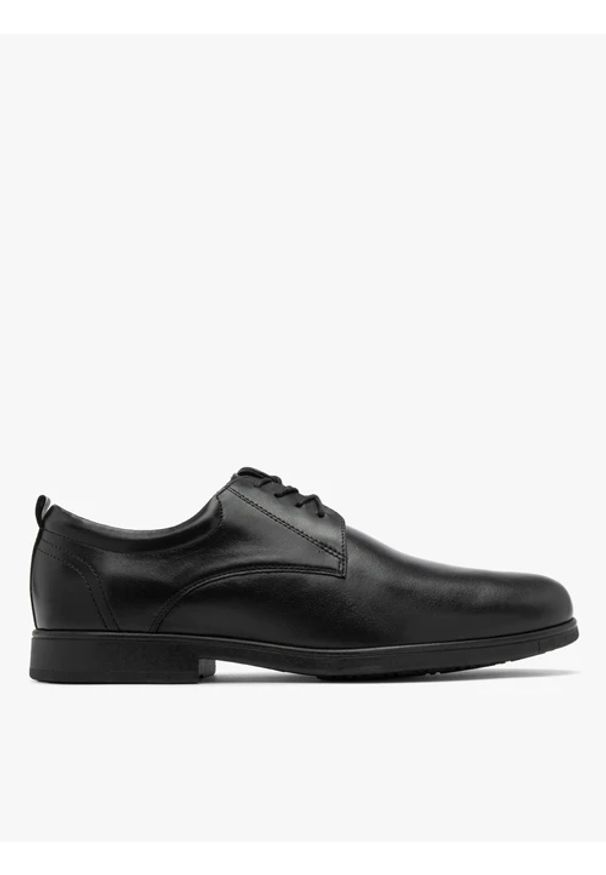 Ryłko - Czarne eleganckie półbuty męskie. Kolor: czarny. Materiał: skóra. Styl: elegancki, klasyczny