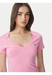 Tommy Jeans T-Shirt DW0DW20458 Różowy jasny Slim Fit. Kolor: różowy. Materiał: bawełna #4