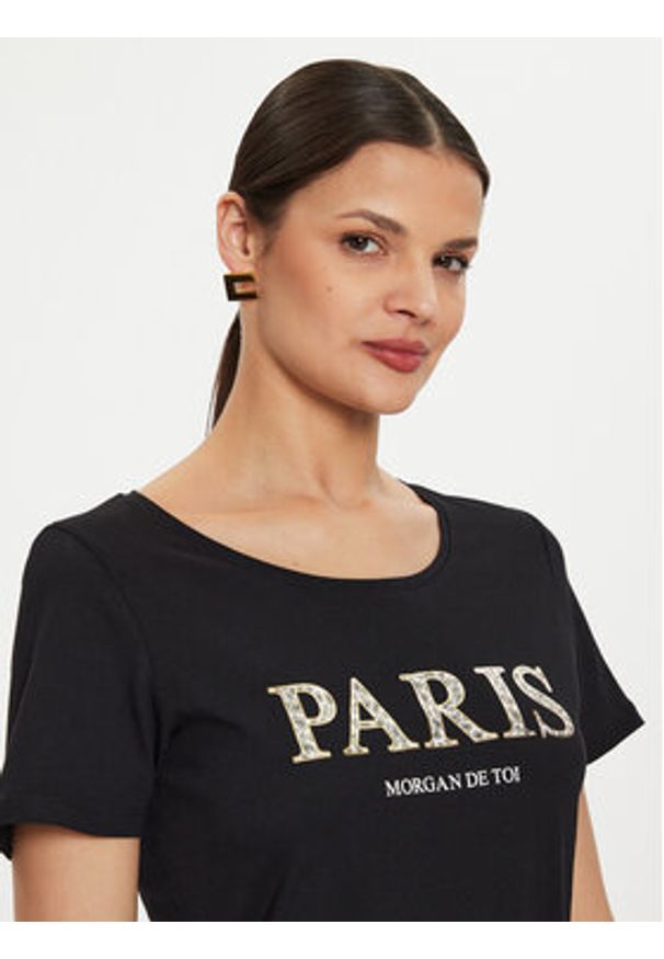 Morgan T-Shirt 241-DALILA Czarny Regular Fit. Kolor: czarny. Materiał: bawełna