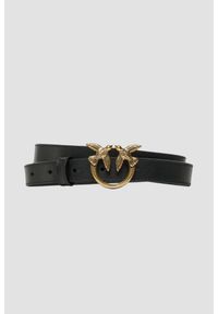 Pinko - PINKO Czarny pasek damski Love Berry H2 Belt, Rozmiar M. Kolor: czarny. Materiał: skóra #1