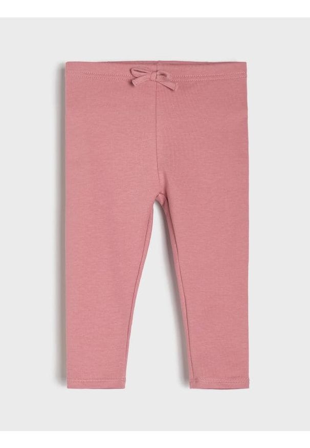 Sinsay - Bawełniane legginsy z wiązaniem - różowy. Kolor: różowy. Materiał: bawełna