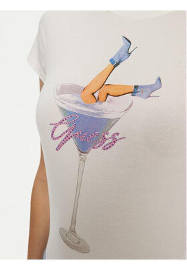 Guess T-Shirt W5RI29 KA0Q1 Biały Regular Fit. Kolor: biały. Materiał: bawełna