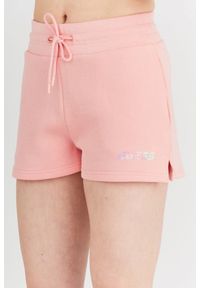 Guess - GUESS Brzoskwiniowe szorty damskie z kolorowym logo, Rozmiar XS. Kolor: różowy. Materiał: bawełna. Wzór: kolorowy #4