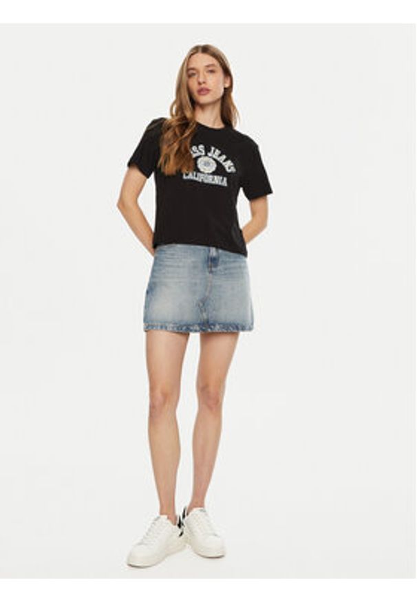 Guess Jeans T-Shirt W5RI43 K8HM0 Czarny Regular Fit. Kolor: czarny. Materiał: bawełna