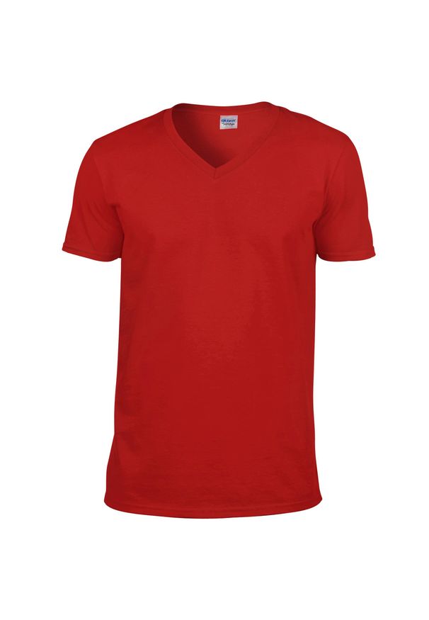 GILDAN - Męska Koszulka Krótki Rękaw Soft Style. Kolor: czerwony. Długość rękawa: krótki rękaw. Długość: krótkie. Sport: turystyka piesza