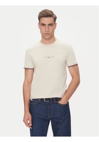 TOMMY HILFIGER - Tommy Hilfiger T-Shirt Logo MW0MW32584 Beżowy Regular Fit. Kolor: beżowy. Materiał: bawełna
