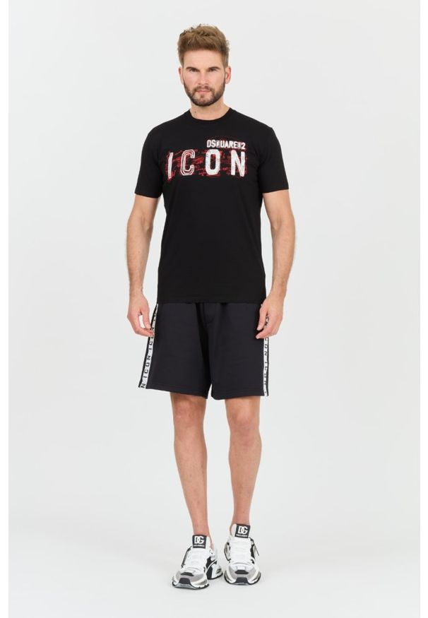 DSQUARED2 Czarne męskie spodenki Relax Fit, Rozmiar L. Kolor: czarny