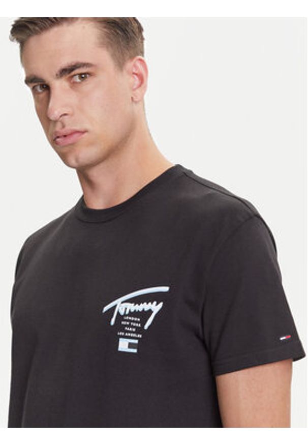 Tommy Jeans T-Shirt Signature City DM0DM21934 Czarny Regular Fit. Kolor: czarny. Materiał: bawełna