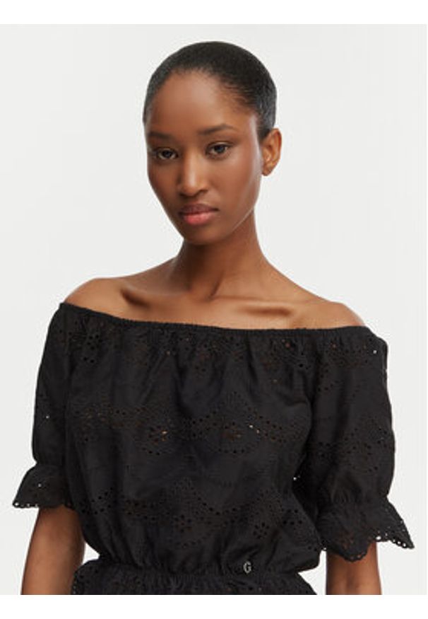 Guess Bluzka W6GP47 K3336 Czarny Regular Fit. Kolor: czarny. Materiał: bawełna