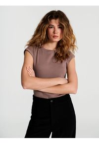 Sinsay - Koszulka bawełniana - brązowy. Kolor: brązowy. Materiał: bawełna