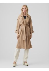 Vero Moda Trencz Bella 10252979 Beżowy Relaxed Fit. Kolor: beżowy. Materiał: wiskoza