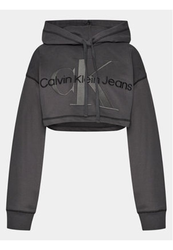 Calvin Klein Jeans Bluza Hero Monologo Short Hoodie J20J222540 Szary Regular Fit. Kolor: szary. Materiał: bawełna