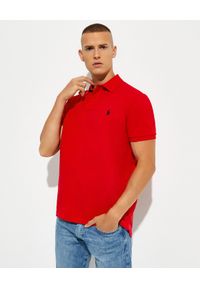 Ralph Lauren - RALPH LAUREN - Koszulka Custom Slim Fit. Typ kołnierza: polo. Kolor: czerwony. Materiał: bawełna. Wzór: aplikacja, haft. Styl: klasyczny #1