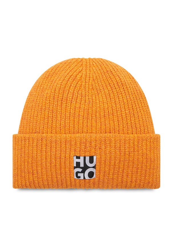 Hugo - Czapka HUGO. Kolor: pomarańczowy