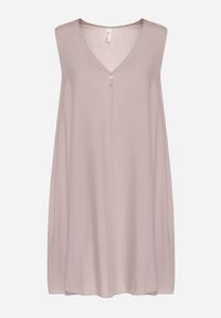 Born2be - Jasnoszara Rozkloszowana Sukienka z Bawełny z Ozdobnymi Guzikami Folusae. Okazja: na co dzień. Typ kołnierza: dekolt w serek. Kolor: szary. Materiał: bawełna. Sezon: wiosna, lato. Typ sukienki: proste. Styl: klasyczny, casual, elegancki #6