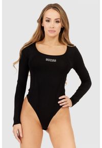 Guess - GUESS Czarne body damskie na długi rękaw z logo, Rozmiar XS. Kolor: czarny. Długość rękawa: długi rękaw. Długość: długie